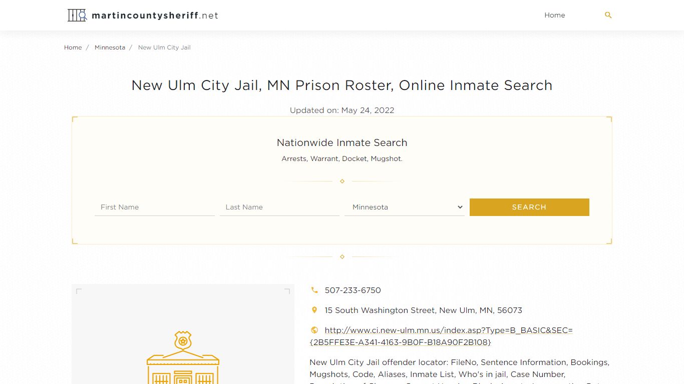 New Ulm City Jail, MN Prison Roster, Online Inmate Search ...